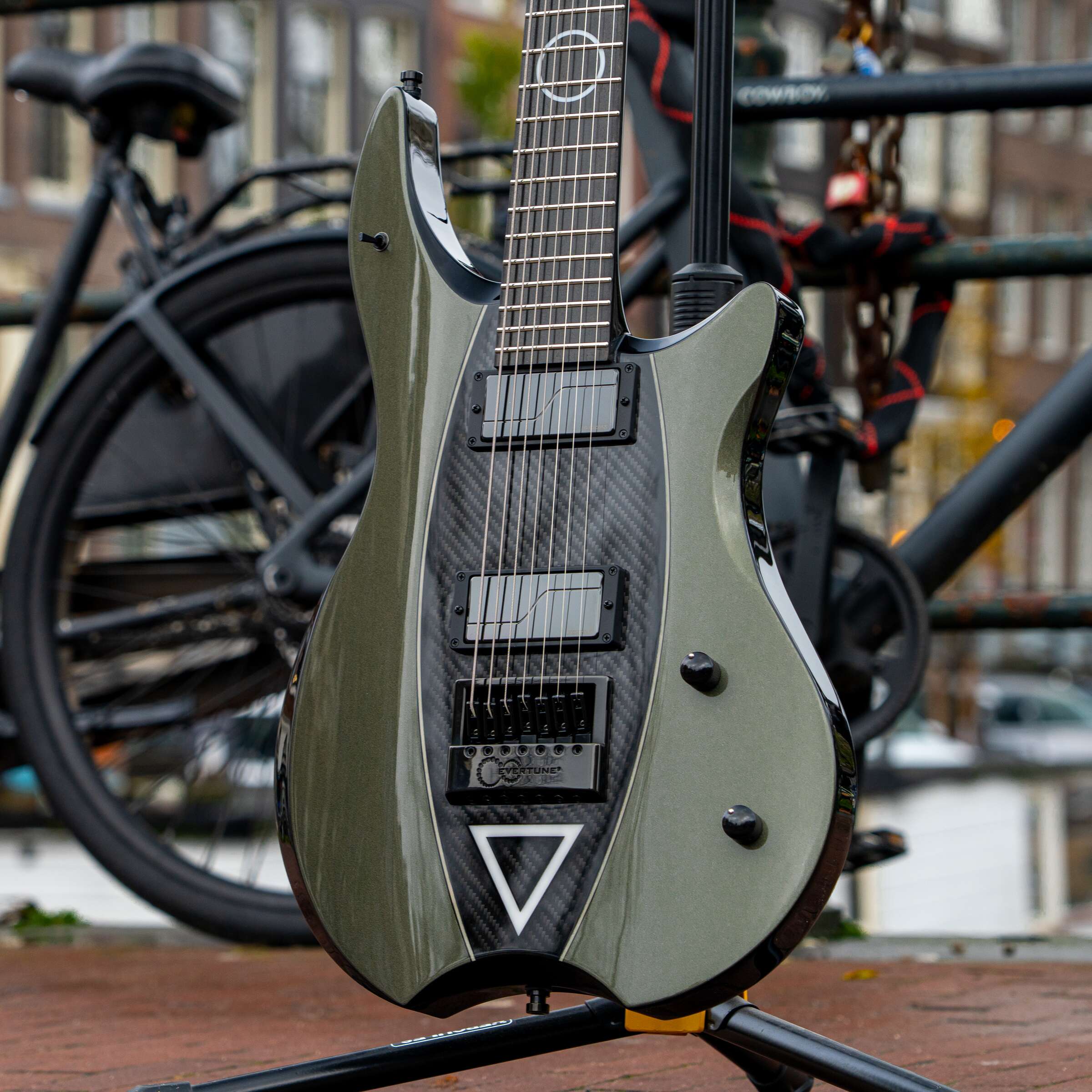 Framus Masterbuilt Stormbender 7-String Devin Townsend Signature - Olive Green Metallic - Image 4