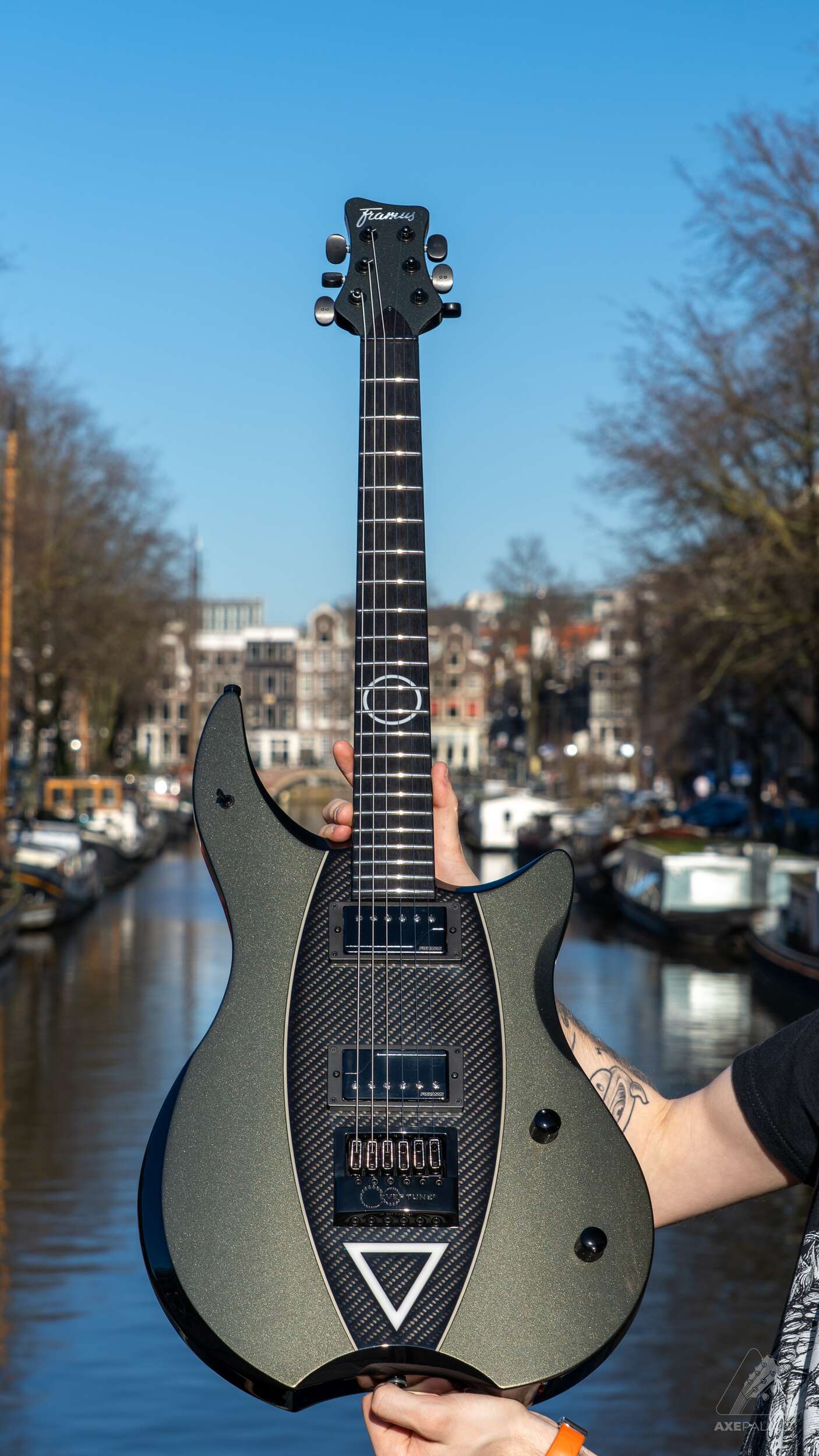 Framus Masterbuilt Stormbender 6-String Devin Townsend Signature - Olive Green Metallic - Image 9